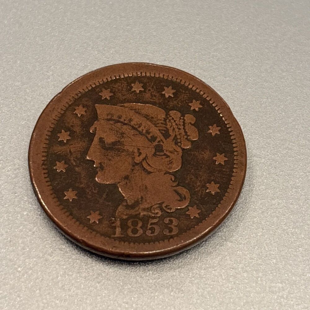 1853 Braided Hair Large Cent Small Letters